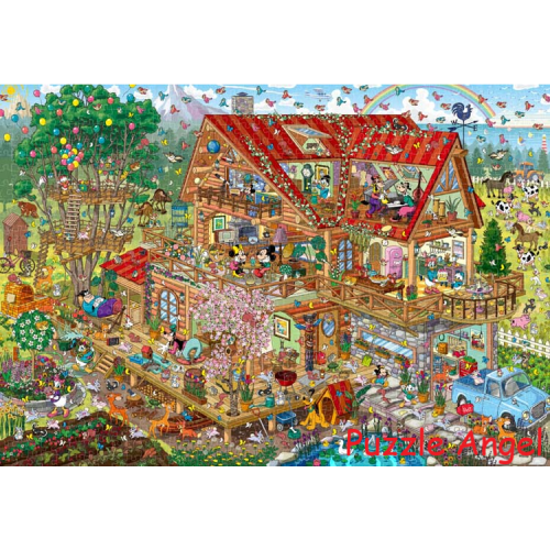 活潑的原木屋（米奇與朋友們）1000塊砌圖, size:51x73.5cm