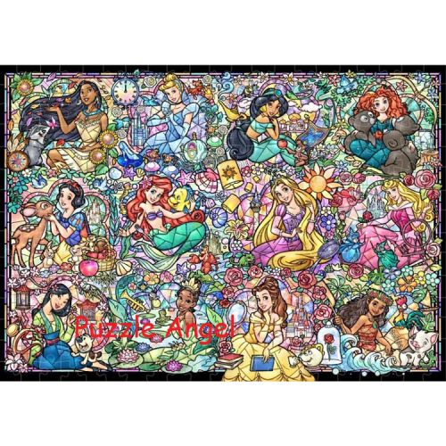 迪士尼公主系列彩色玻璃（公主）300 塊拼圖, 閃面效果, size:30.5x43cm