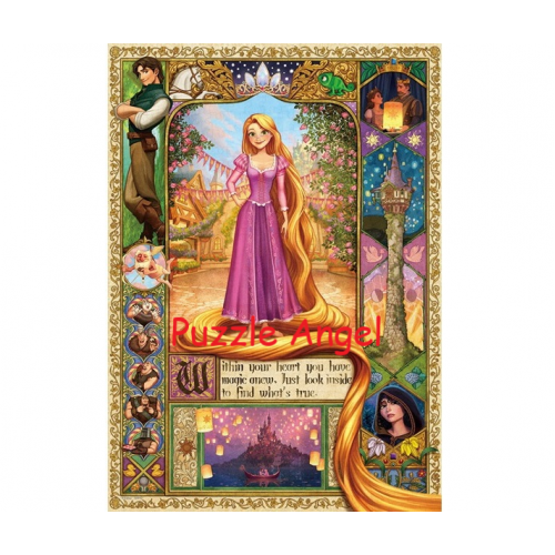 魔法頭髮的奇蹟“塔上的長發公主”（長發公主）500 塊, 鍍金風格砌圖,  size:35x49cm.