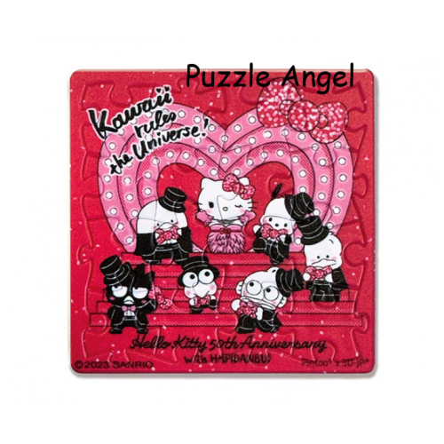 Hello Kitty【50周年】卡哇伊舞台拼圖磁鐵16片(方), 尺寸:5.5x5.5cm(方形)