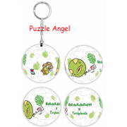 Sanrio Characters& 扭蛋星球(哈密瓜鳥)立體球型拼圖鑰匙圈24片, 直徑:3.98cm   