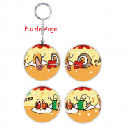 Gudetama蛋黃哥音樂天團立體球型拼圖鑰匙圈24片, 直徑:3.98cm