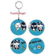 Bad Badtz-maru酷企鵝捏捏好朋友立體球型拼圖鑰匙圈24片,  直徑:3.98cm   