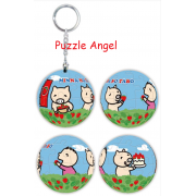 MINNA NO TABO大寶相伴採草莓立體球型拼圖鑰匙圈24片,  直徑:3.98cm   