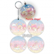 LittleTwinStars雙星仙子星星城堡立體球型拼圖鑰匙圈24片(透明款), 直徑:3.98cm   