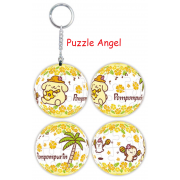 Pompompurin布丁狗仲夏風情立體球型拼圖鑰匙圈24片,  直徑:3.98cm   
