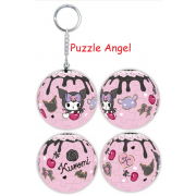 Kuromi酷洛米櫻桃奶油立體球型拼圖鑰匙圈24片,  直徑:3.98cm   