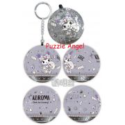 Kuromi酷洛米精品小熊立體球型拼圖鑰匙圈24片(透明款), 直徑:3.98cm