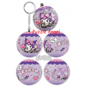 Kuromi酷洛米美妝日記立體球型拼圖鑰匙圈24片(透明款), 直徑:3.98cm   