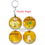 Pompompurin布丁狗吃布丁立體球型拼圖鑰匙圈24片(透明款),  直徑:3.98cm   