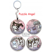 Kuromi酷洛米街頭潮流立體球型拼圖鑰匙圈24片(透明款),  直徑:3.98cm   