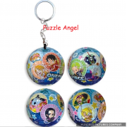 航海王草帽一行人立體球型拼圖鑰匙圈24片(透明款), 直徑:3.98cm