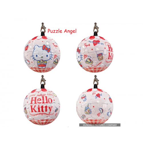 Hello Kitty【水果點心系列】紅蘋果派 立體球型拼圖鑰匙圈24片, 直徑:3.98cm