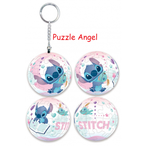 Stitch星際寶貝(2)立體球型拼圖鑰匙圈24片, 直徑:3.98cm