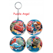 Cars汽車總動員(4)立體球型拼圖鑰匙圈24片, 直徑:3.98cm   