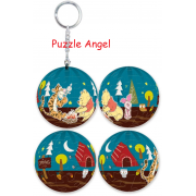Winnie The Pooh小熊維尼(9)立體球型拼圖鑰匙圈24片, 直徑:3.98cm   