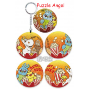 Disney Pixar Fluffy【甜食系列】爆米花透明款立體球型拼圖鑰匙圈24片,  直徑:3.98cm   