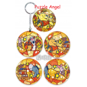 Winnie The Pooh小熊維尼-透明款(2)立體球型拼圖鑰匙圈24片, 直徑:3.98cm   