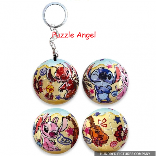 Stitch星際寶貝立體球型拼圖鑰匙圈24片, 直徑:3.98cm
