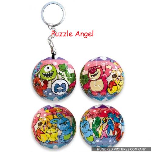 Disney Pixar皮克斯立體球型拼圖鑰匙圈24片, 直徑:3.98cm