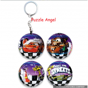 Cars汽車總動員立體球型拼圖鑰匙圈24片, 直徑:3.98cm