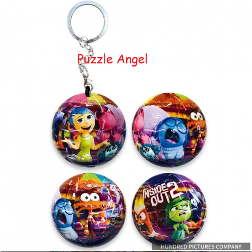Inside out 2 腦筋急轉彎2立體球型拼圖鑰匙圈24片, 直徑:3.98cm
