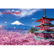 淺間神社與富士及櫻花共舞1000 塊拼圖, size：49×72cm