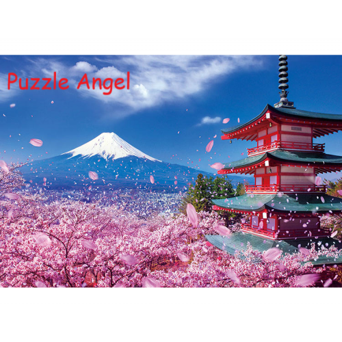 淺間神社與富士及櫻花共舞1000 塊拼圖, size：49×72cm