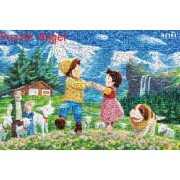 馬賽克藝術 牧場舞蹈（海蒂，阿爾卑斯山女孩）1000 塊砌圖, size:49x72cm