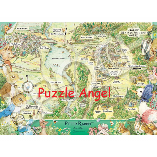 Peter Rabbit Map of Beatrix Potter's World 500pcs Puzzle,  size:38x53cm
