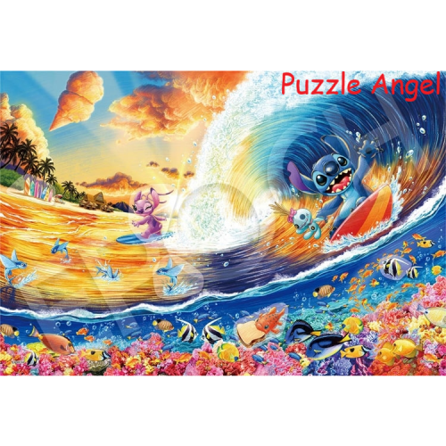 Stitch - Sunset Surfing-（Lilo & Stitch） 300 塊, 裝飾貼紙砌圖, size:26x38cm