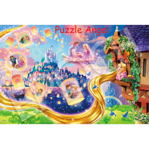 長發公主 -等待燈光 1000 塊, 裝飾貼紙砌圖,  size:50x75cm.