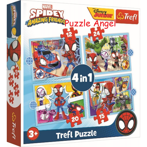 Spider and his amazing friends（4合1砌圖） 12+15+20+24塊, size:28.5×20.5cm